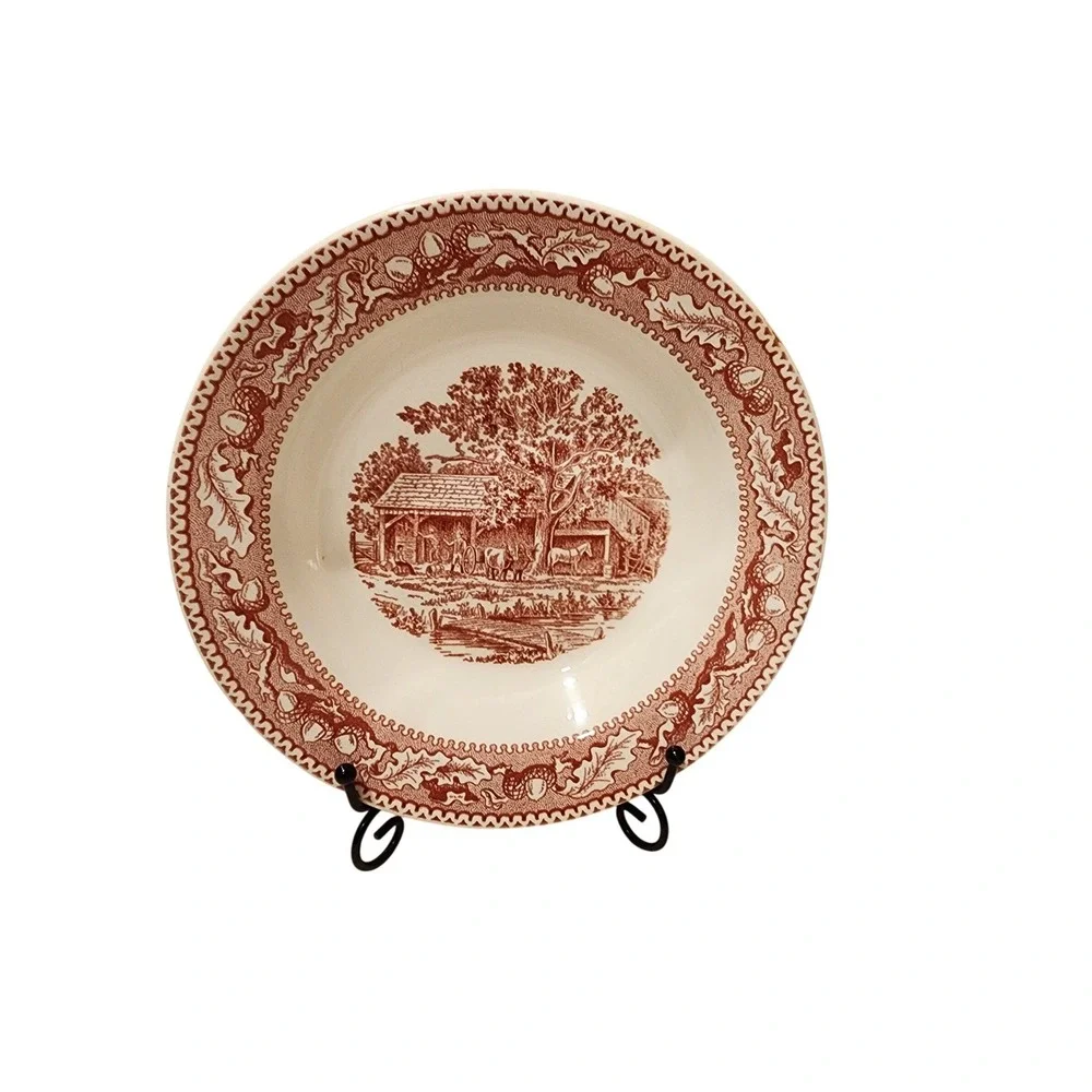 Vintage Royal Memory Lane Tonquin Red Scenic Bowl Set, Countryside, 5 Pcs - Picture 3 of 11